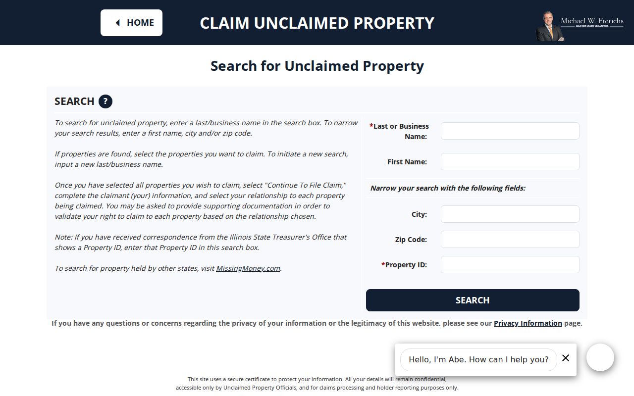 Rockford resident lookup Illinois unclaimed property search