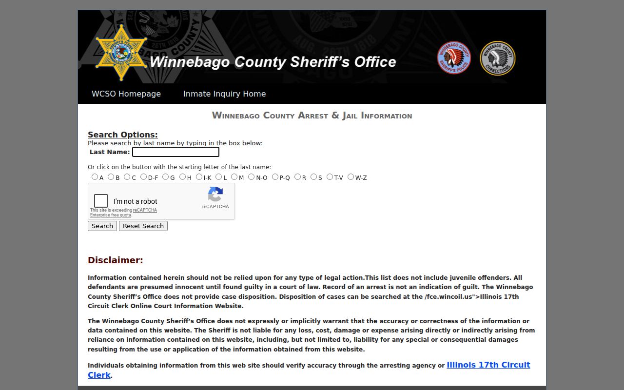 Rockford resident lookup county inmate inquiry